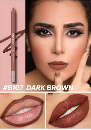 Beauty Glazed 24hours waterproof and long lasting lipliner shade number 107 (shade name Dark Brown) - Pink Flash BD