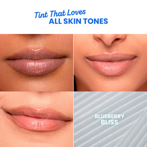 Dot & Key Barrier Repair Hydrating Tinted Lip Balm in Blueberry Bliss shade with SPF 50, shown as a swatch on lips.