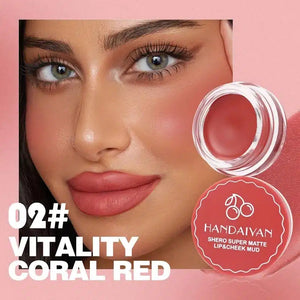 Handaiyan Shero Super Matte Lip & Chick Mud Shade 2 (Vitality Coral Red).