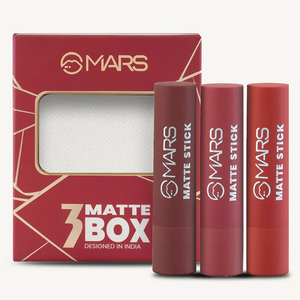 MARS Matte Lipstick Box Set of 3 Shade 01 - Collection of Red and Maroon Liquid Lipsticks - Pink Flash BD