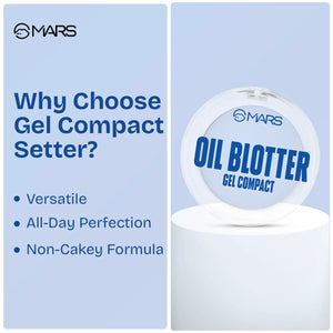 Showing instant shine removal and poreless matte finish using MARS Oil Blotter Gel Compact.