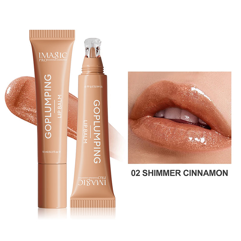 IMAGIC GOPLUMPING Lip Balm Shade 02 (Shimmer Cinnamon) | Sparkling Nude Plumper & High-Shine Volume | Pink Flash BD - Pink Flash BD