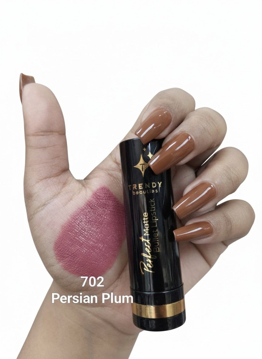 TRENDY Beauties Perfect Matte Bullet Lipstick – Shade 702 Persian Plum | Pink Flash BD