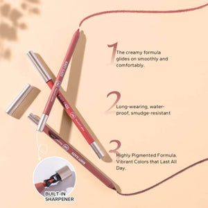 Beauty Glazed 24H Waterproof Lip Liner | Shade 101: Nude - Classic Pinkish Beige | Long-Lasting Matte Lip Pencil | Pink Flash BD - Pink Flash BD