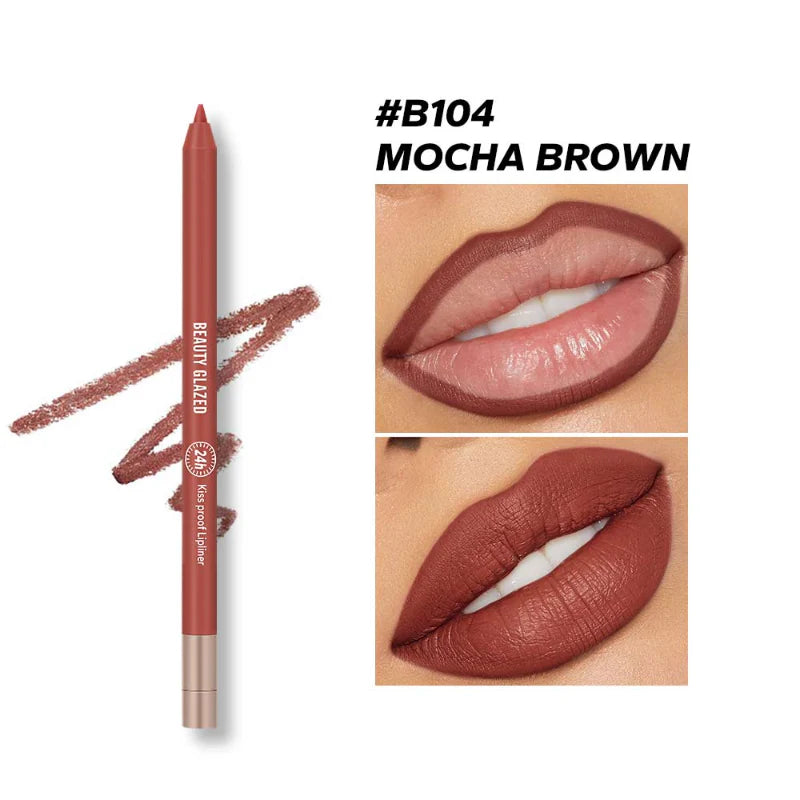 Beauty Glazed 24hours waterproof and long lasting lipliner shade number 104 (shade name Mocha Brown) - Pink Flash BD