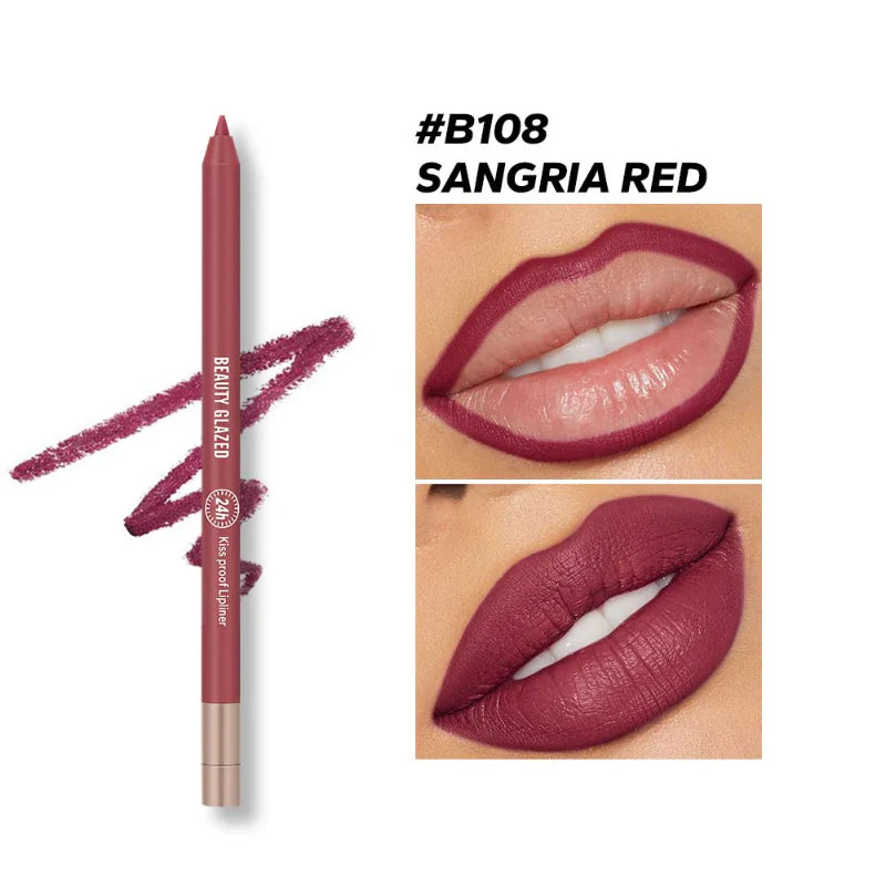 Beauty Glazed 24hours waterproof and long lasting lipliner shade number 108 (shade name Sangria Red) - Pink Flash BD