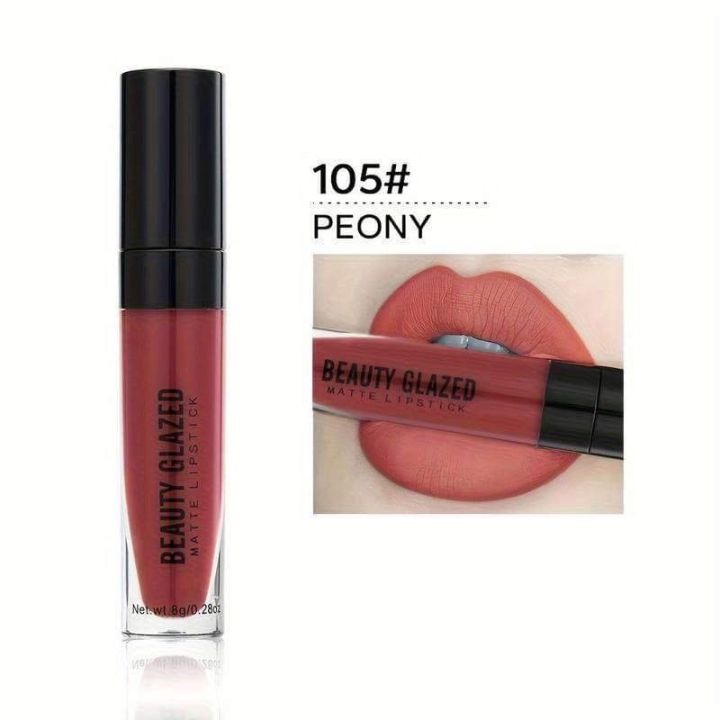 Beauty Glazed Matte Waterproof Long Lasting Liquid Lipstick -105 (Peony) - Pink Flash BD