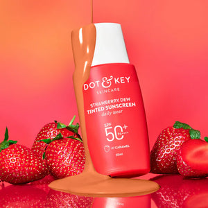 Dot & Key Strawberry Dew Tinted Sunscreen SPF 50+ PA++++ | Shade 01 Porcelain | Pink Flash BD - Pink Flash BD