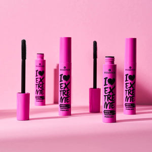 Essence I Love Extreme Crazy Volume Mascara - Iconic Pink Tube with Extra-Large Elastomer Brush - Pink Flash BD