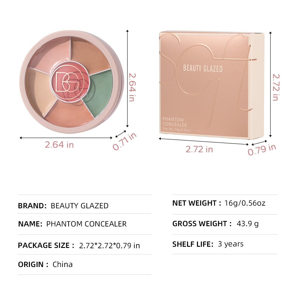 Beauty Glazed Soft Phantom 6 Color Concealer Palette 402 – Creamy, Blendable Shades for Flawless Coverage, Highlighting & Contouring - Pink Flash BD