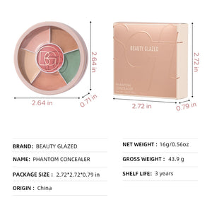 Beauty Glazed Soft Phantom 6 Color Concealer Palette 402 – Creamy, Blendable Shades for Flawless Coverage, Highlighting & Contouring - Pink Flash BD