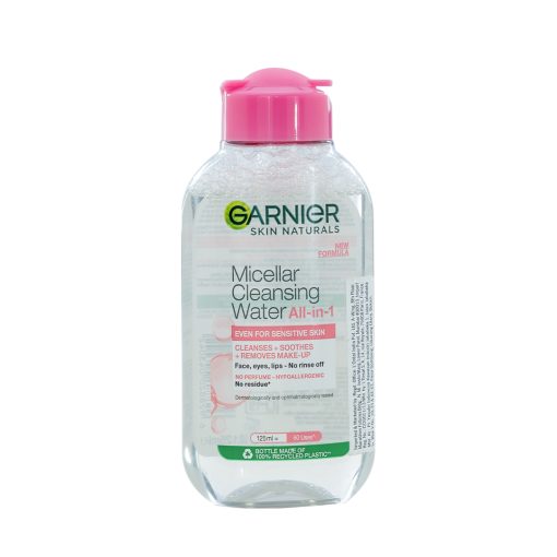 Garnier Skin Active Micellar Cleansing Water 125ml - Pink Cap Gentle Cleanser for Sensitive Skin - Pink Flash BD