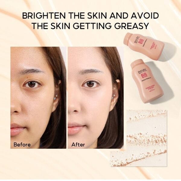 Finely milled texture of IMAGIC Perfect Radiance BB Powder for a glowing finish