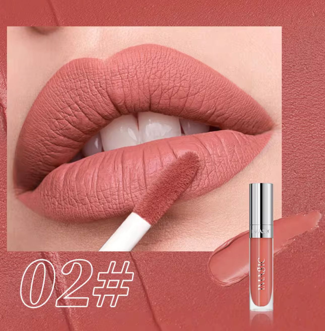 IMAGIC Natural Matte Liquid Lipgloss Shade 02 - 12-Hour Long-Lasting Waterproof Liquid Lipstick - Pink Flash BD