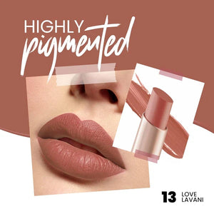 Swatch of MARS Creamy Matte Lipstick Shade 13 showing buttery smooth application.