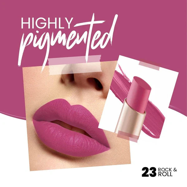 Model wearing MARS Shade 23 Rock n Roll for a bold, vampy, and sophisticated lip look - Pink Flash BD