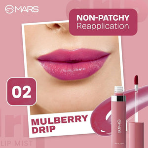 MARS Drip Lip Mist Shade 02 Mulberry Drip - Deep Berry Glossy Lip Tint - Pink Flash BD