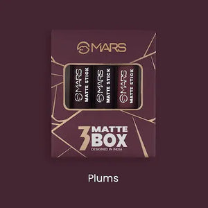MARS Matte Lipstick Box Set of 3 Shade 03 - Collection of Plum, Berry, and Purple Liquid Lipsticks - Pink Flash BD
