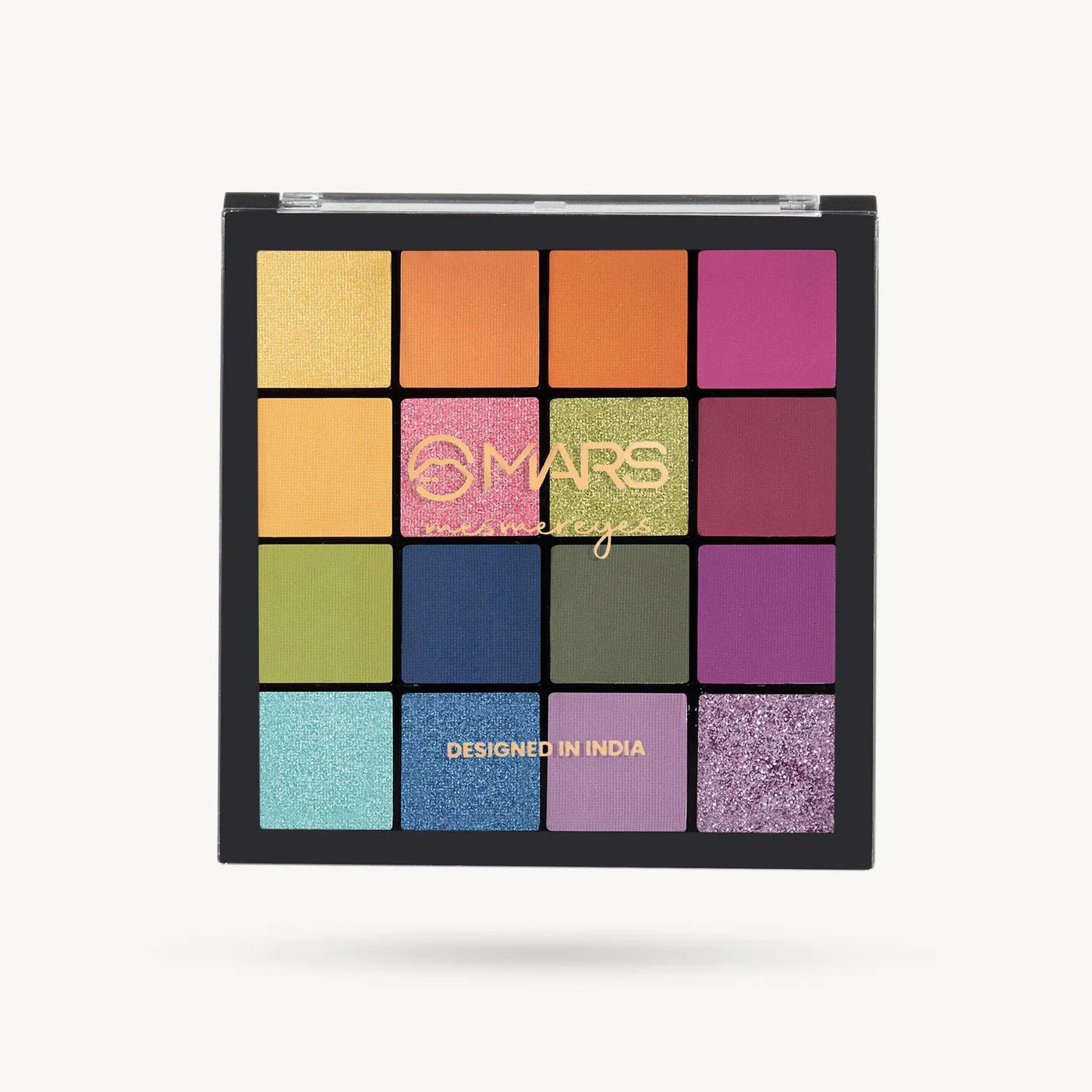 MARS Mesmereyes 16 Color Eyeshadow Palette Shade 03 - Warm Nudes, Bronzes, and Gold Tones - Pink Flash BD