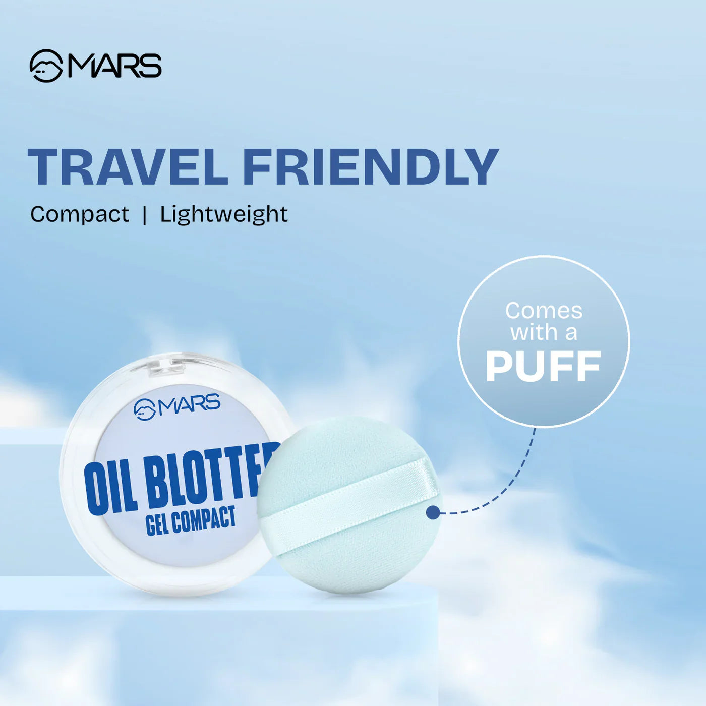 MARS Oil Blotter Gel Compact - Revolutionary Clear Gel-to-Powder Oil Control Compact - Pink Flash BD