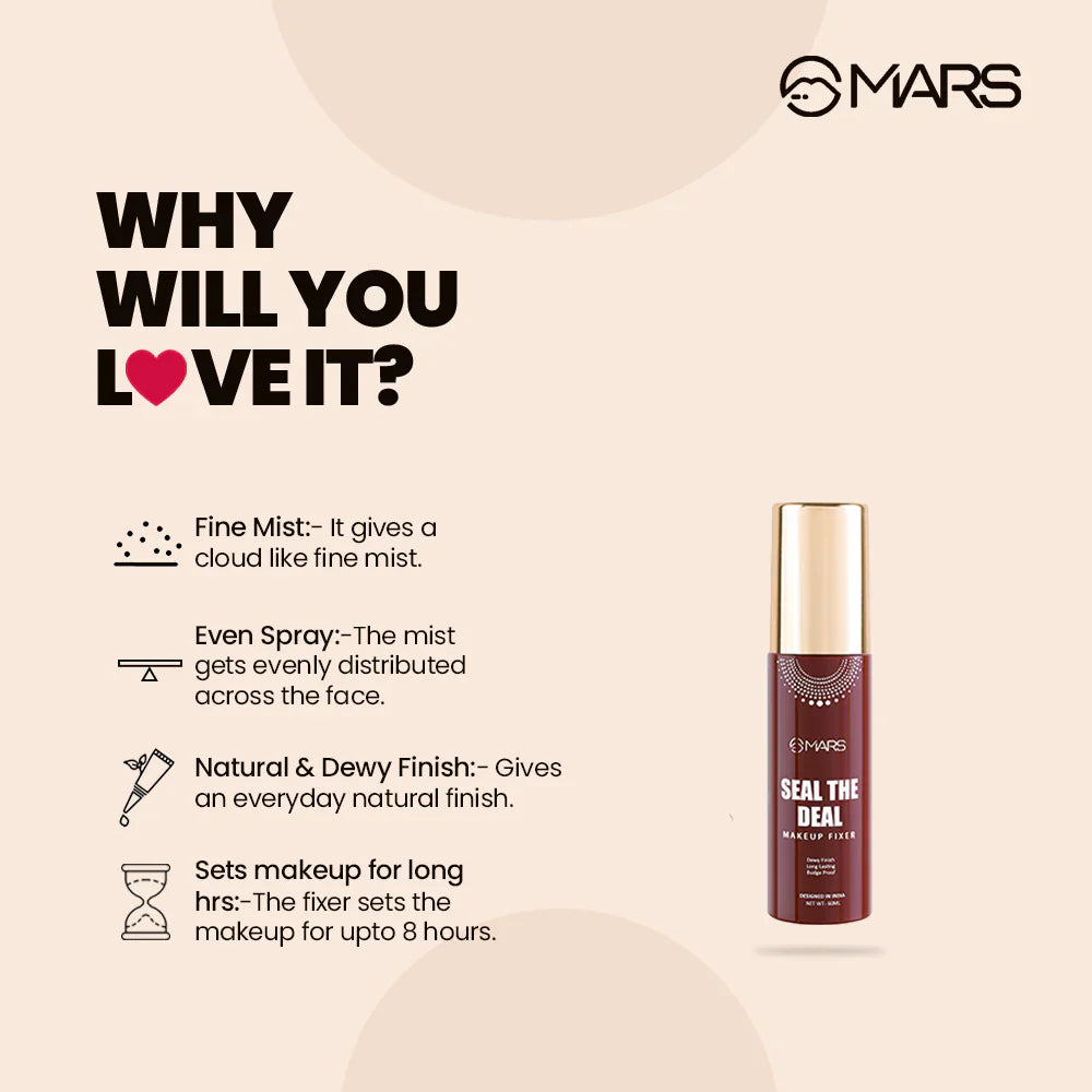 MARS Steal the Deal Makeup Fixer Setting Spray - Long-Lasting Matte Finish Setting Spray - Pink Flash BD