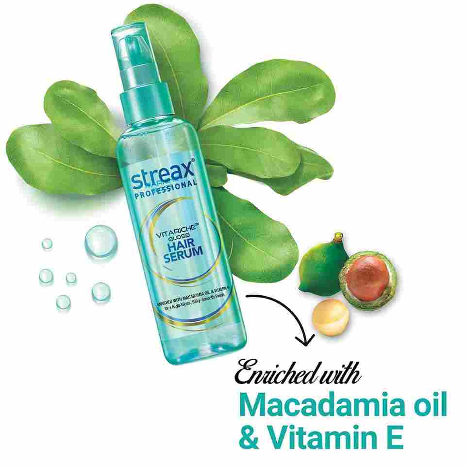 Streax Professional Vitariche Gloss Hair Serum | Vitamin E Infused Smoothing Serum | Frizz-Free Shine | Pink Flash BD - Pink Flash BD