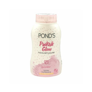 Pond’s Pinkish Glow Translucent Facial Powder with brightening and oil control properties, in a 50g compact.
