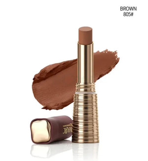 IMAGIC Kiss Proof Matte Lipstick #805 Brown with pink flash, simple design, showing the lipstick tube and color swatch.
