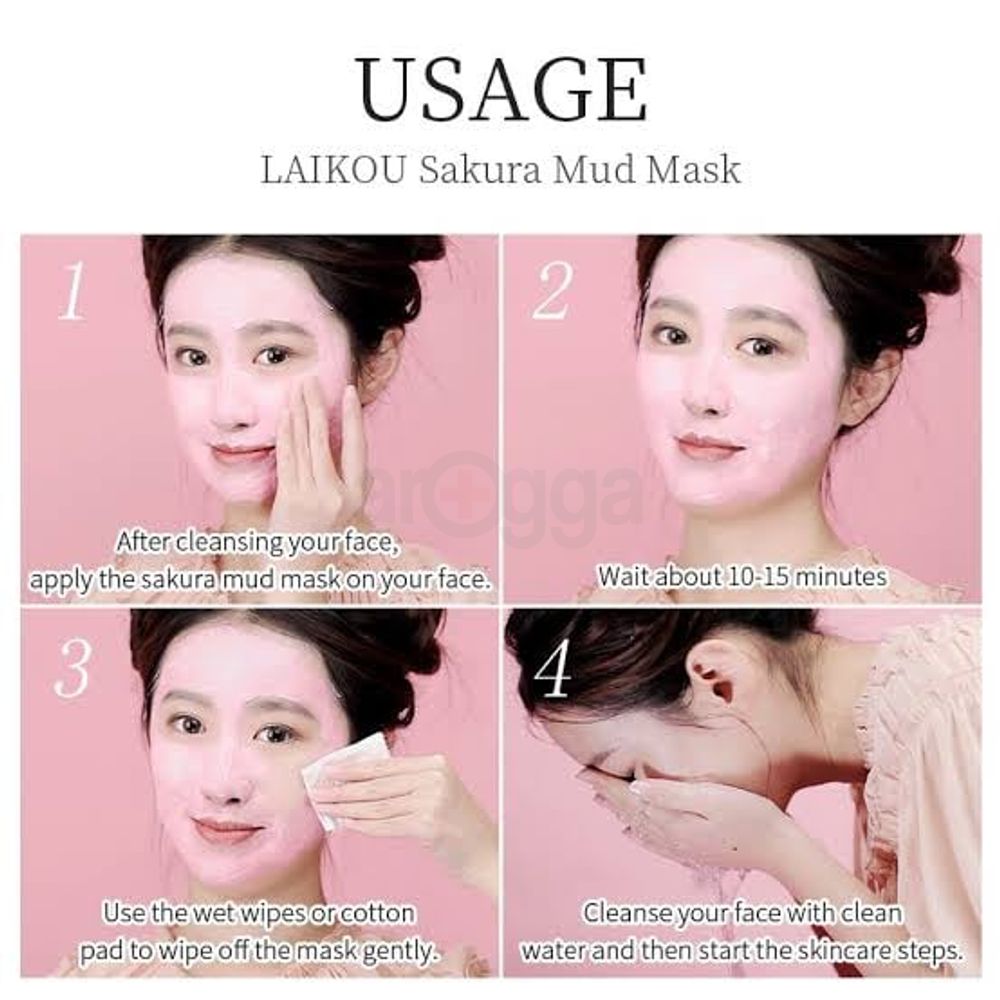 Laikou Sakura Mud Mask – Deep Cleansing, Brightening & Hydrating Clay Mask.