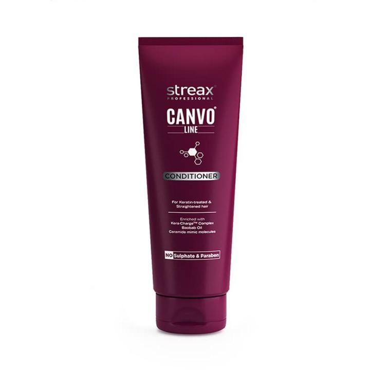 Streax Professional Canvo Line Straightening Post Care Conditioner 240g - Salon Quality Maintenance for Straightened Hair - Pink Flash BD