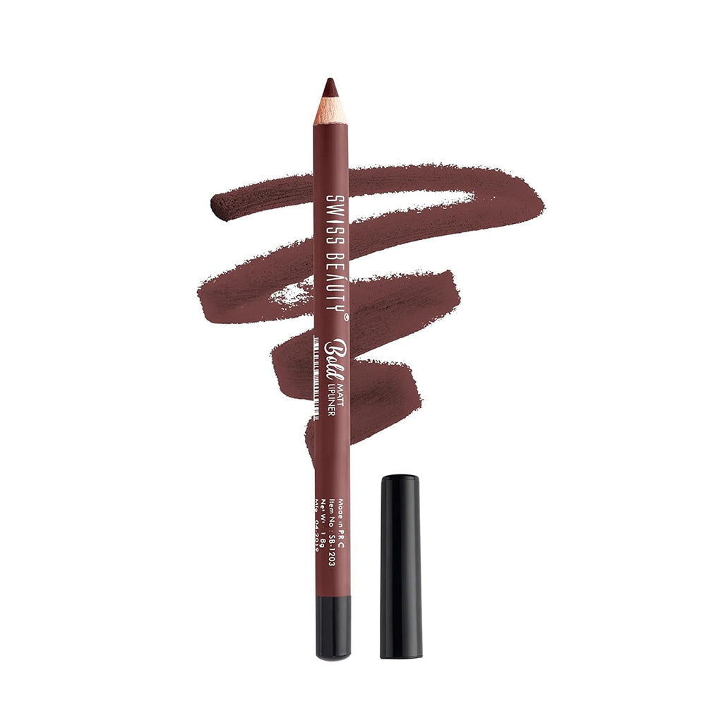 Swiss Beauty Bold Matt Lip Liner – High-Pigment Smudge-Proof Lip Pencil Shade Bobby Brown