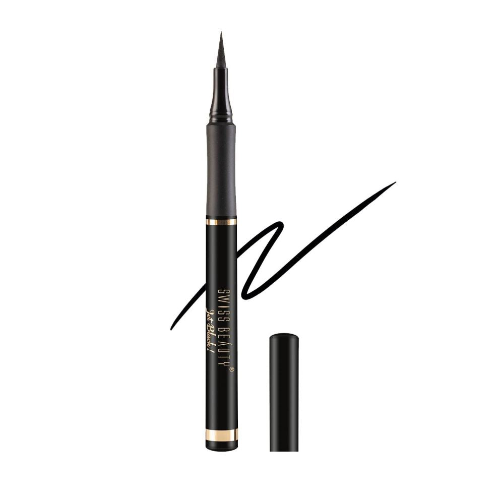 Swiss Beauty Jet Black Bold Felt Tip Eyeliner | Smudge-Proof & Waterproof Eyeliner | Pink Flash BD - Pink Flash BD