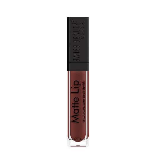 Intense deep maroon matte swatch of Swiss Beauty Liquid Lipstick Shade 19 showing rich pigment and velvet texture
