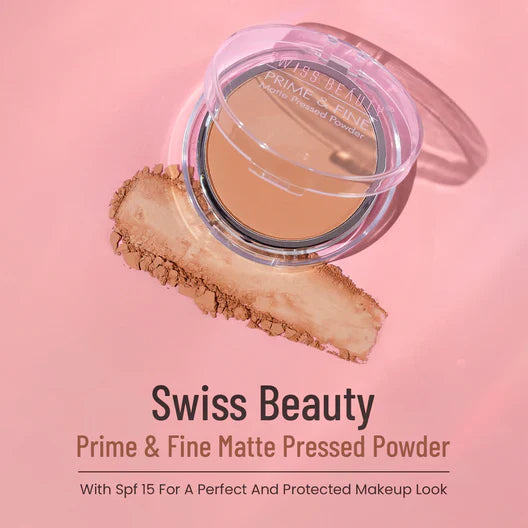 Close-up of the smooth pressed powder surface and the included soft applicator