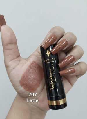 Trendy Beauties Perfect Matte Bullet Lipstick Shade 707 Latte- Velvet Matte Finish Pink Flash BD
