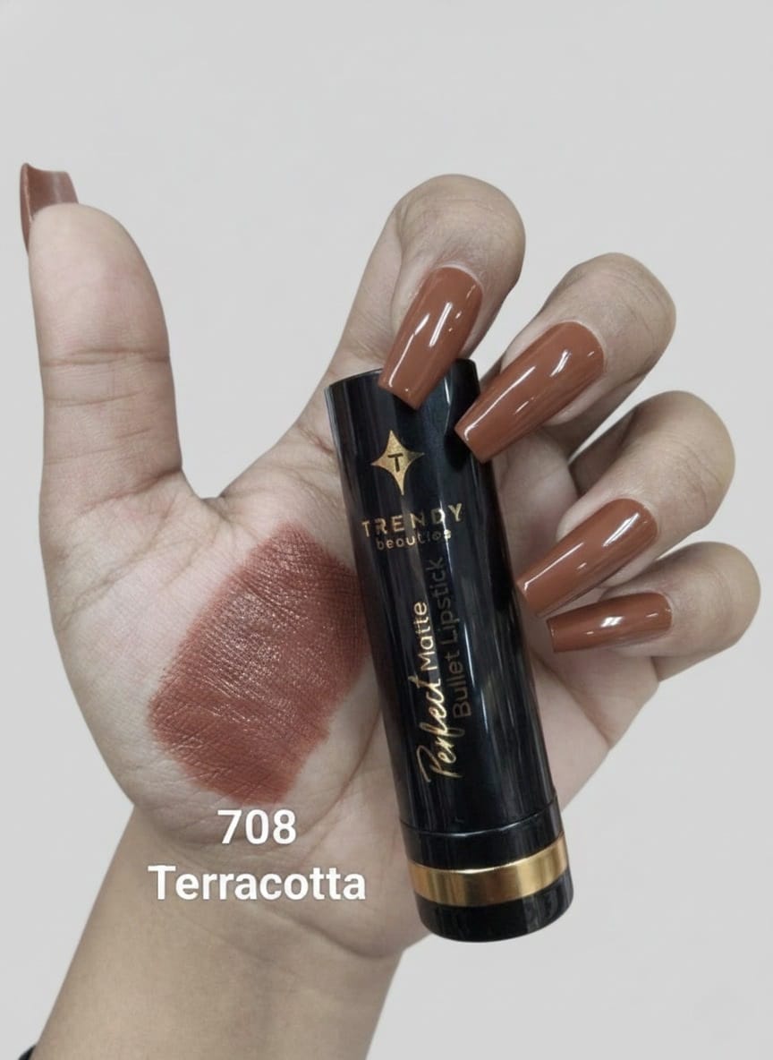 Trendy Beauties Perfect Matte Bullet Lipstick Shade 708 - Velvet Matte Finish Pink Flash BD
