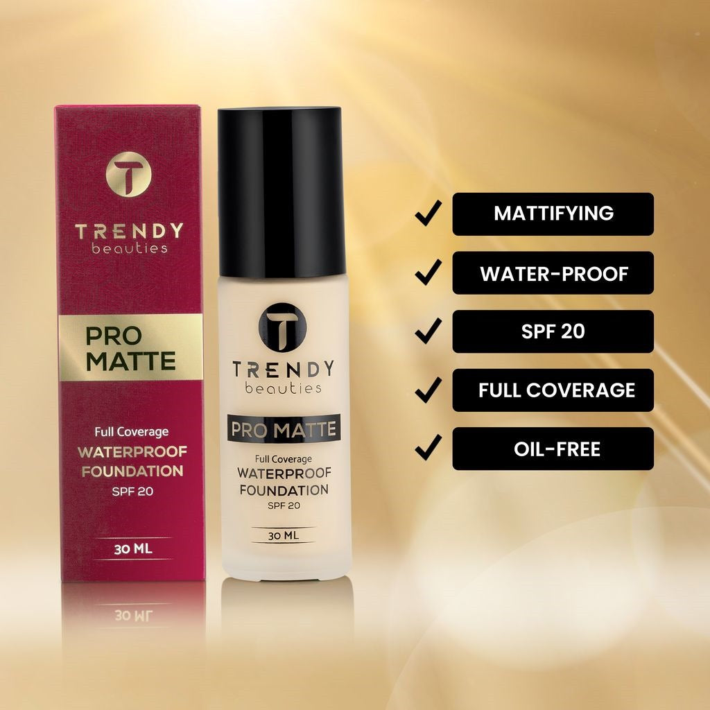 Demonstration of the smudge-proof and waterproof finish of TRENDY Beauties Pro Matte Foundation.