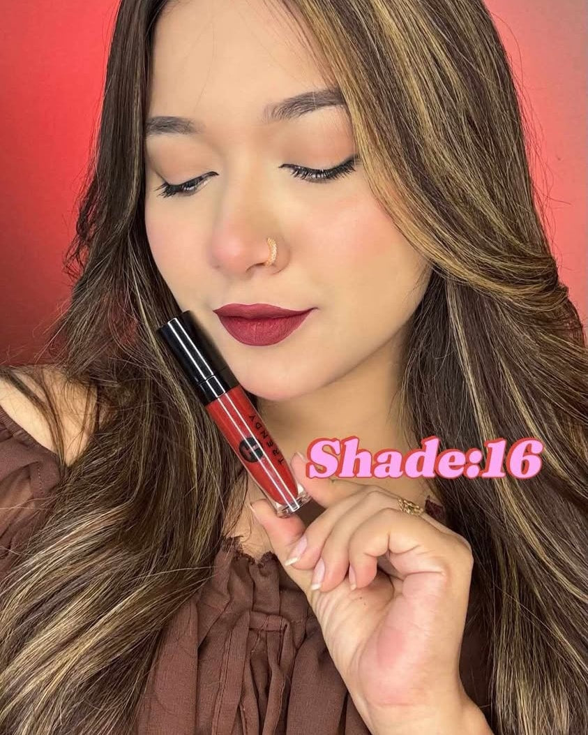 TRENDY Beauty Liquid Matte Lipstick #16 - Long-Lasting Highly Pigmented Lip Color - Pink Flash BD