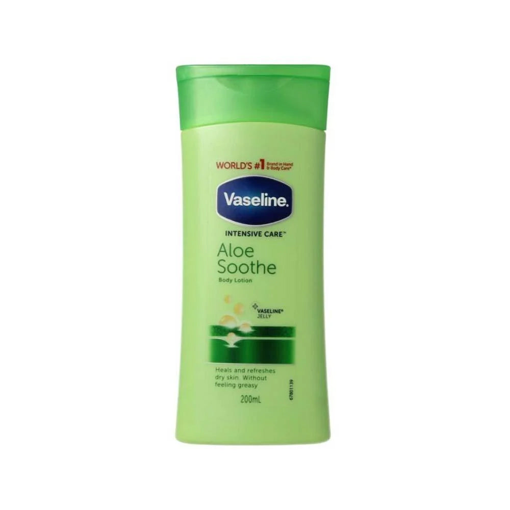 Vaseline Aloe Soothe body lotion on a white background